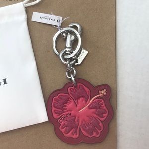 Coach keychain handbag charm hibiscus flower
